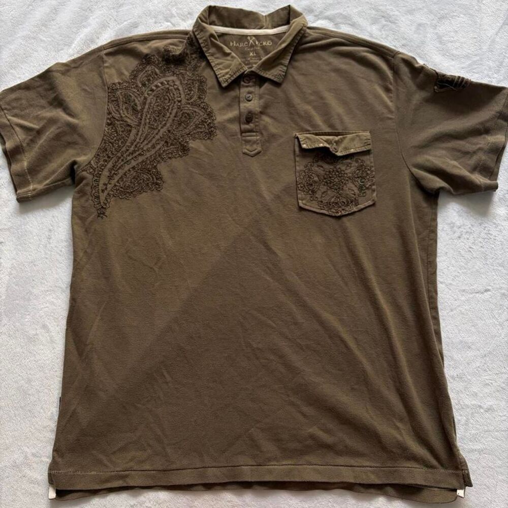 Marc-ecko Men's Brown and Khaki Polo-shirts